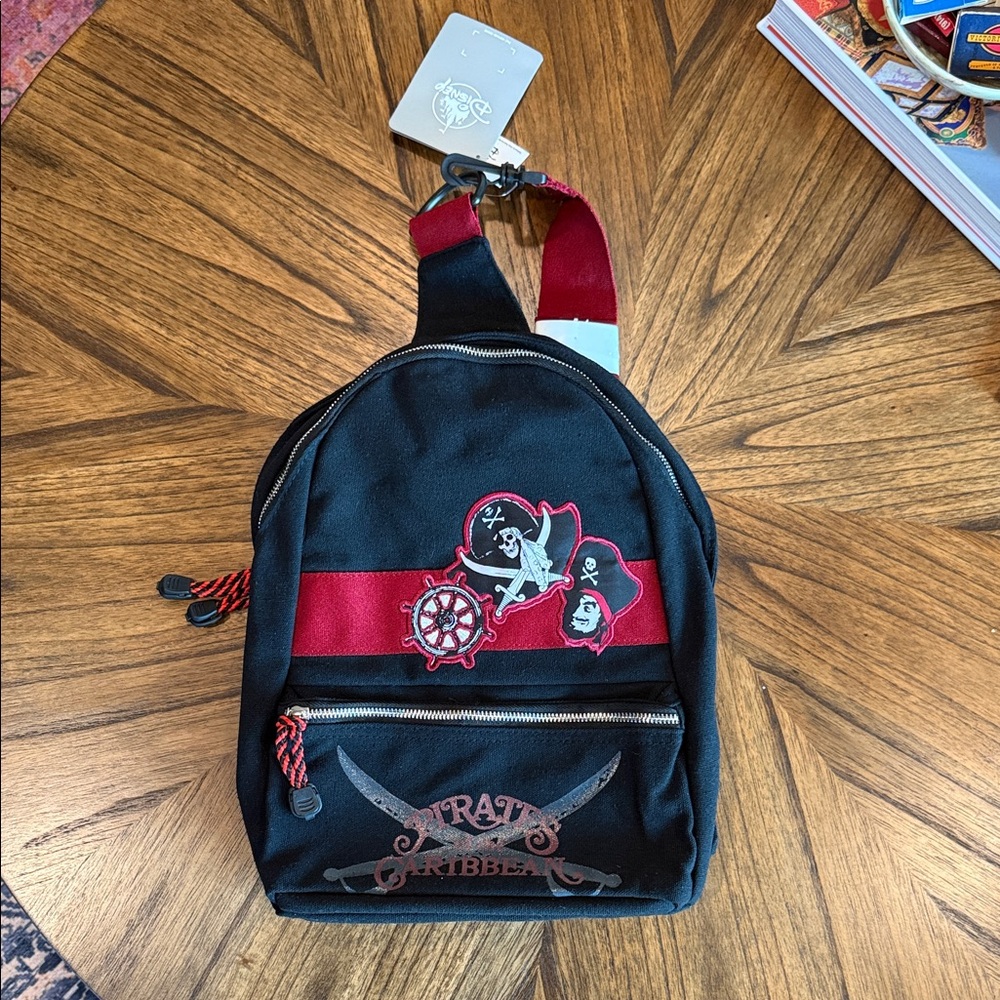 Disney Pirates of the Caribbean Black and Red Sling Backpack - Bags